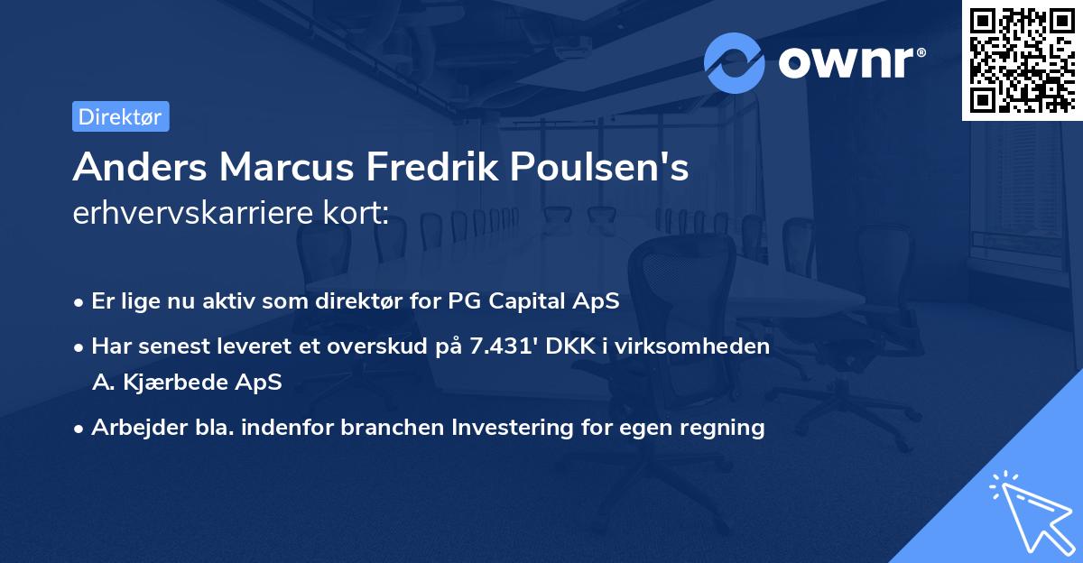 Anders Marcus Fredrik Poulsen's erhvervskarriere kort