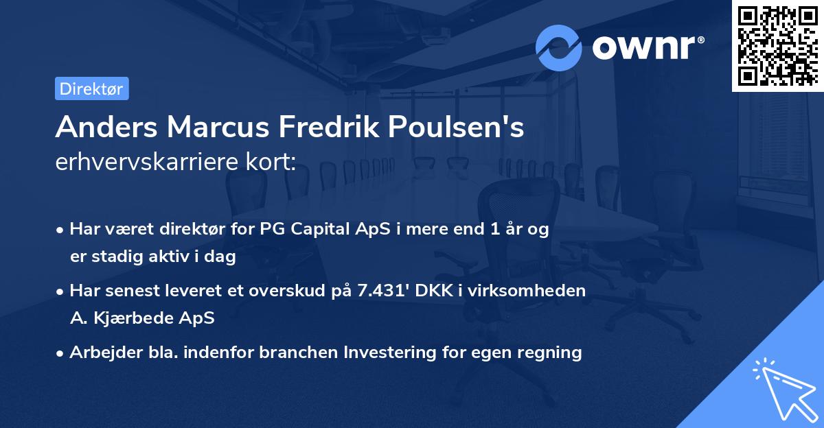 Anders Marcus Fredrik Poulsen's erhvervskarriere kort