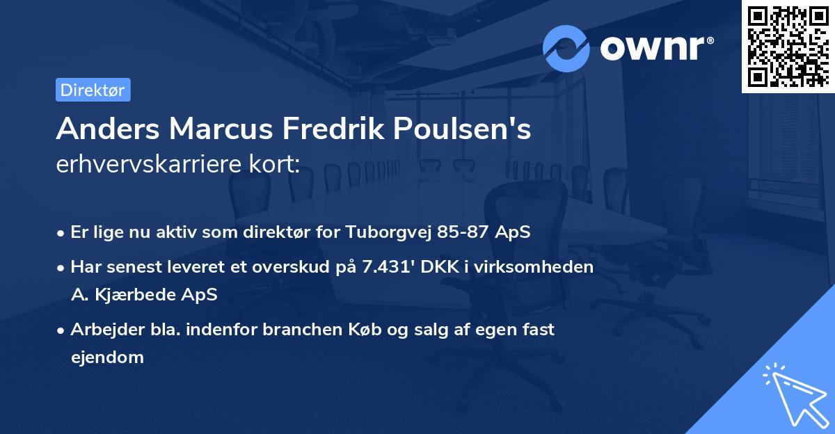 Anders Marcus Fredrik Poulsen's erhvervskarriere kort