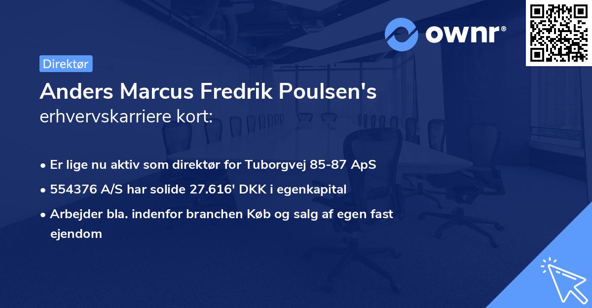 Anders Marcus Fredrik Poulsen's erhvervskarriere kort