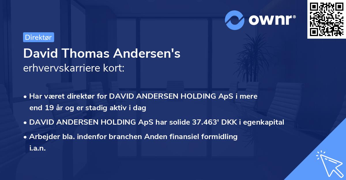 David Thomas Andersen's erhvervskarriere kort
