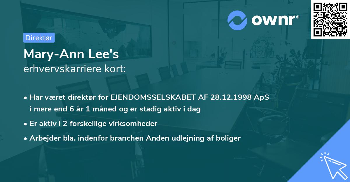 Mary-Ann Lee's erhvervskarriere kort