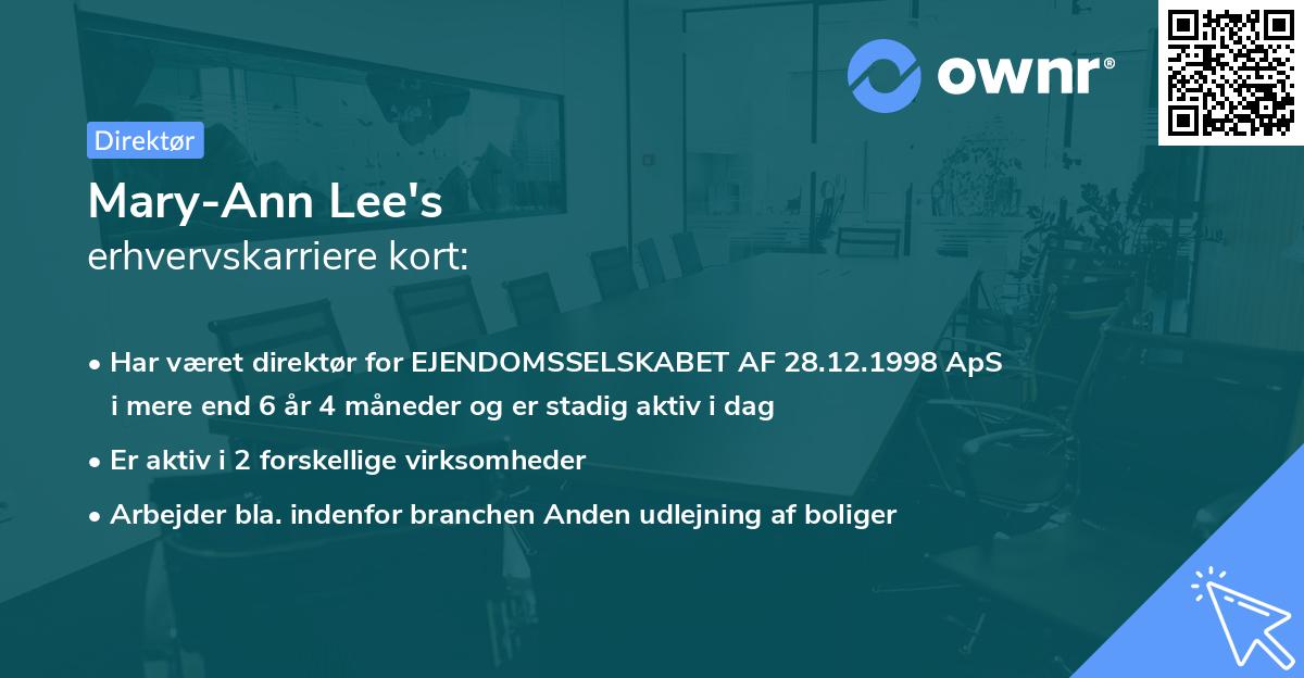 Mary-Ann Lee's erhvervskarriere kort