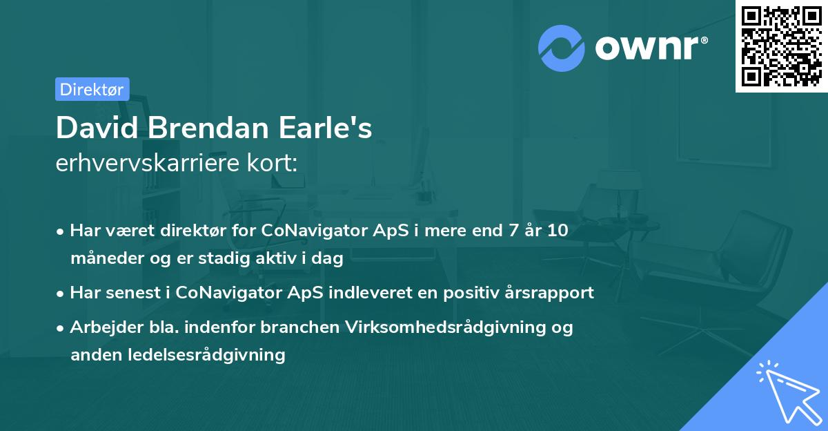 David Brendan Earle's erhvervskarriere kort