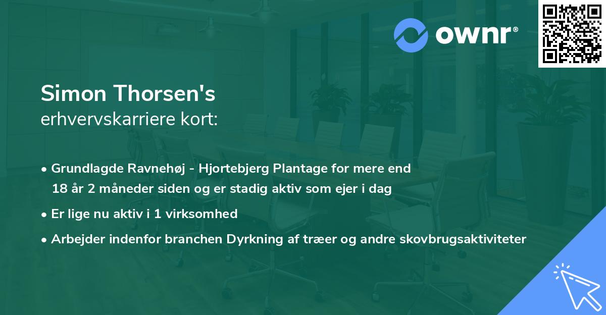 Simon Thorsen's erhvervskarriere kort