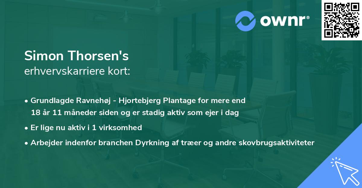 Simon Thorsen's erhvervskarriere kort