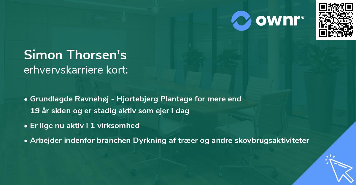 Simon Thorsen's erhvervskarriere kort