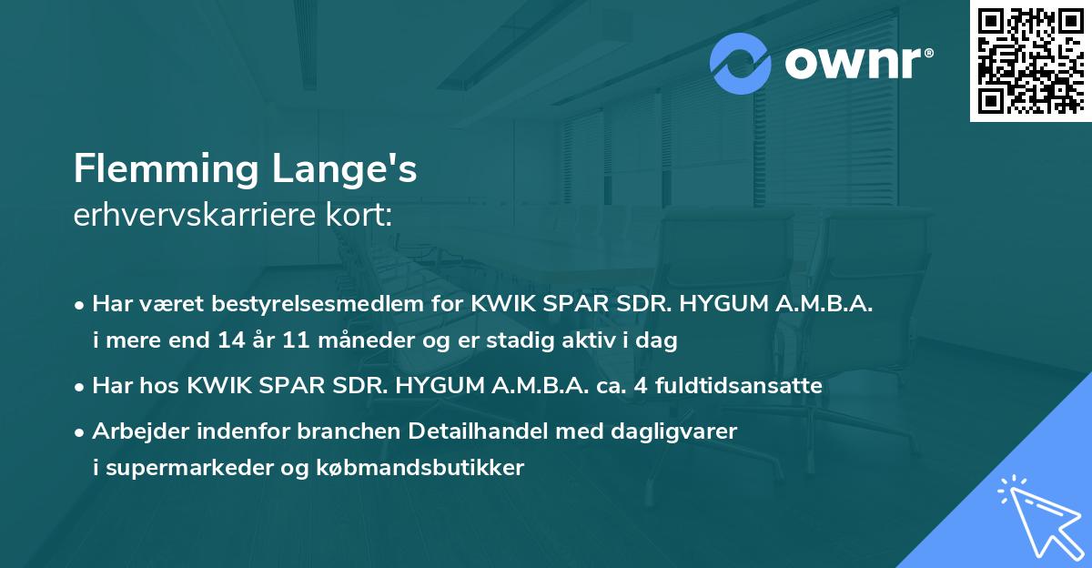 Flemming Lange's erhvervskarriere kort