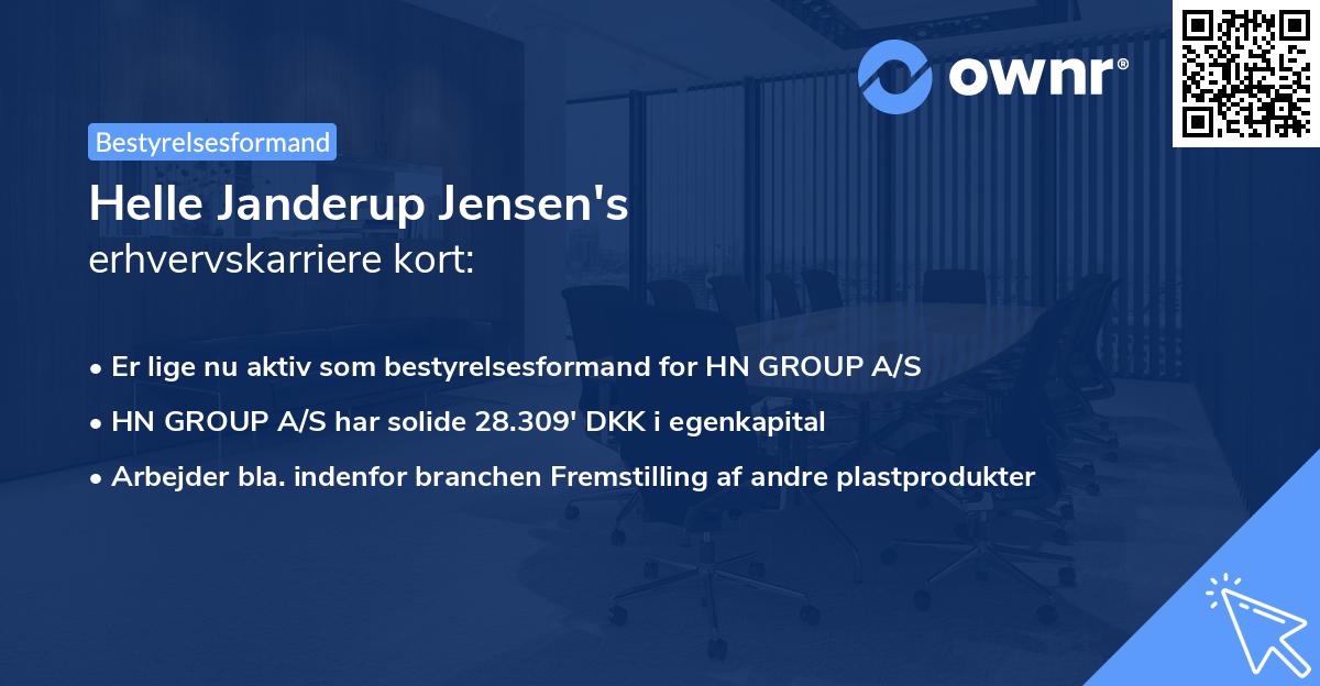 Helle Janderup Jensen's erhvervskarriere kort