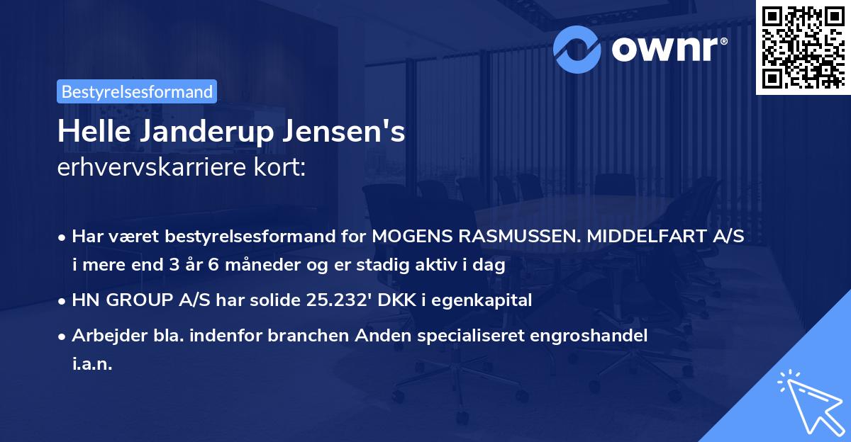 Helle Janderup Jensen's erhvervskarriere kort