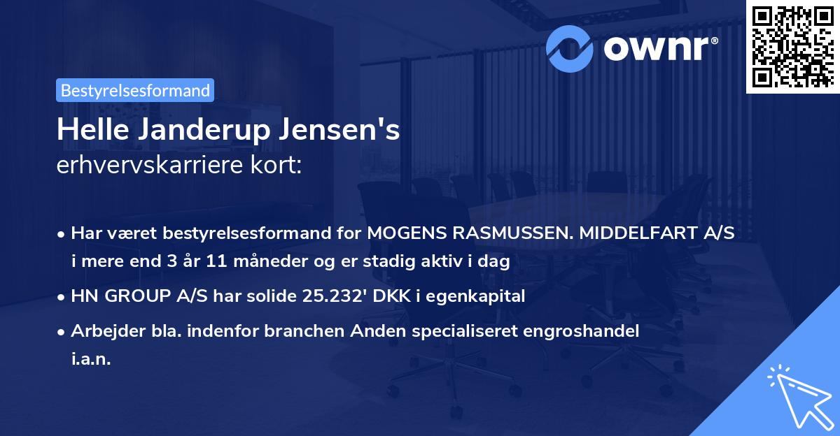 Helle Janderup Jensen's erhvervskarriere kort