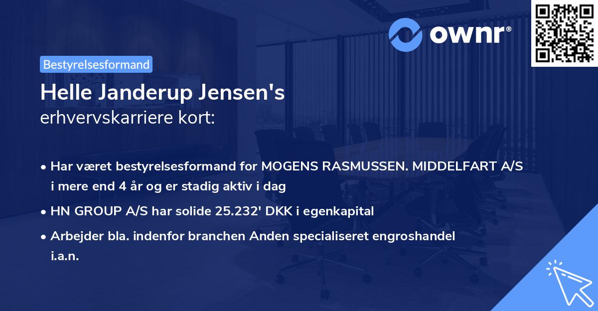 Helle Janderup Jensen's erhvervskarriere kort
