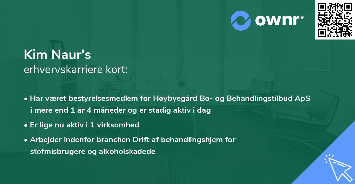 Kim Naur's erhvervskarriere kort