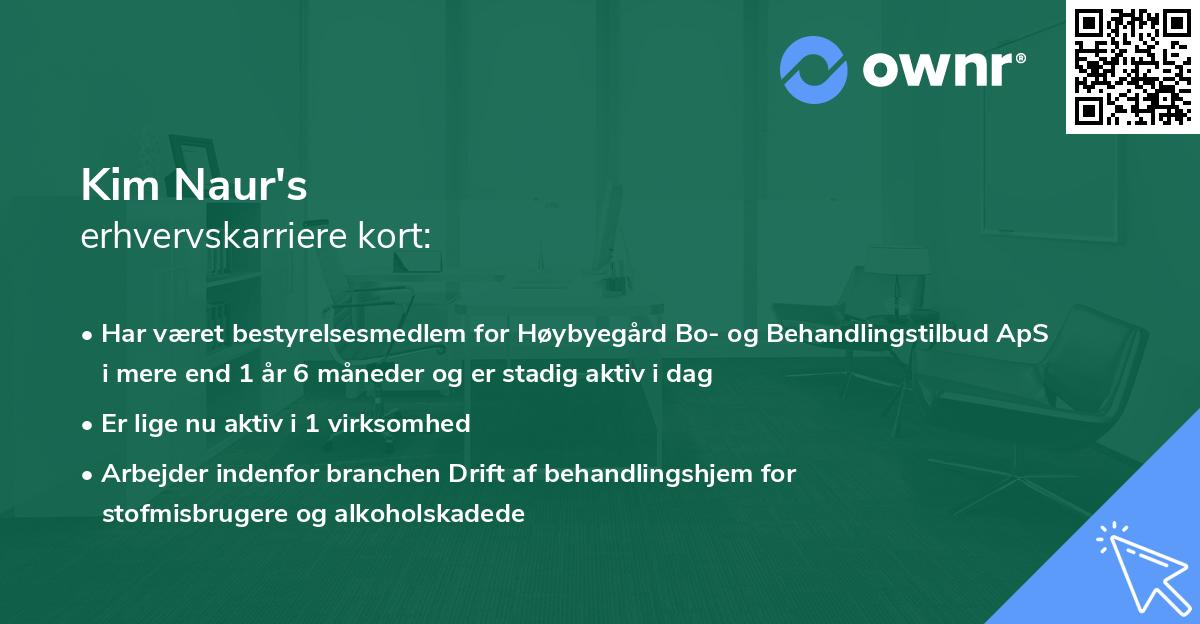 Kim Naur's erhvervskarriere kort