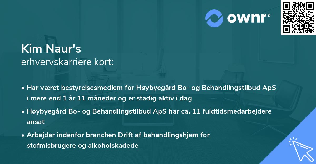 Kim Naur's erhvervskarriere kort