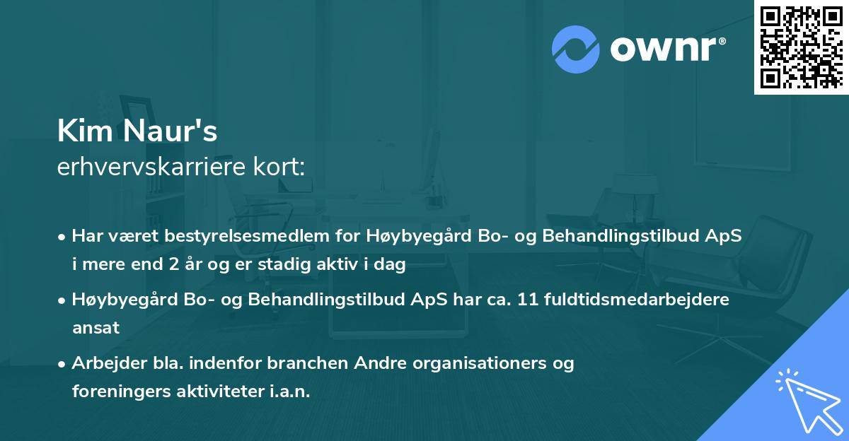 Kim Naur's erhvervskarriere kort