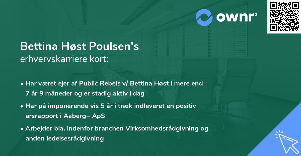 Bettina Høst Poulsen's erhvervskarriere kort