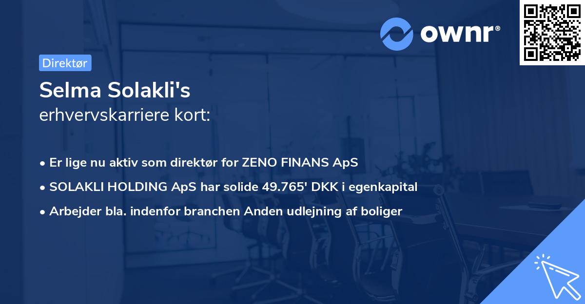 Selma Solakli's erhvervskarriere kort