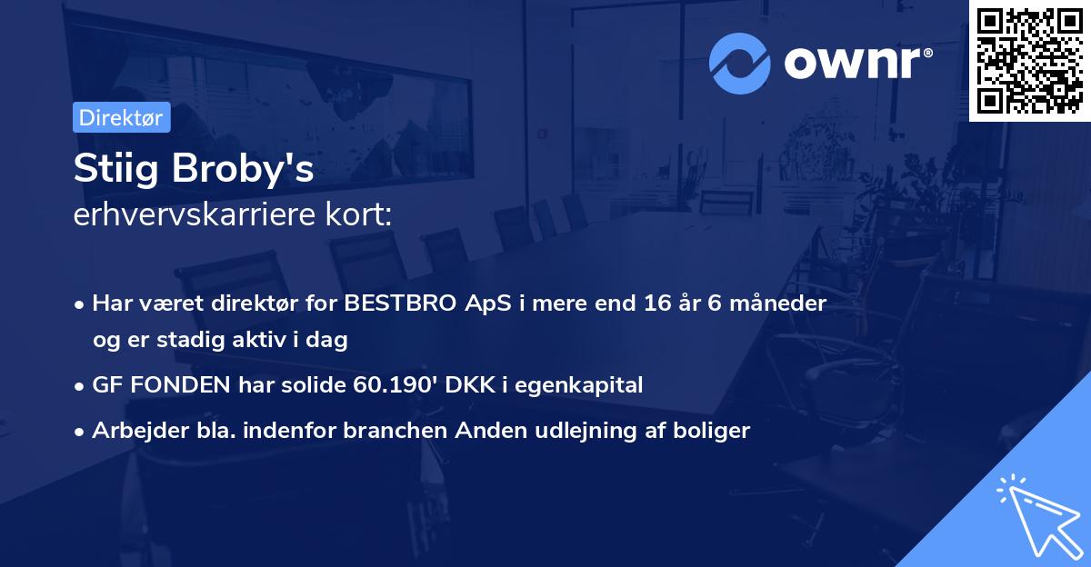 Stiig Broby's erhvervskarriere kort