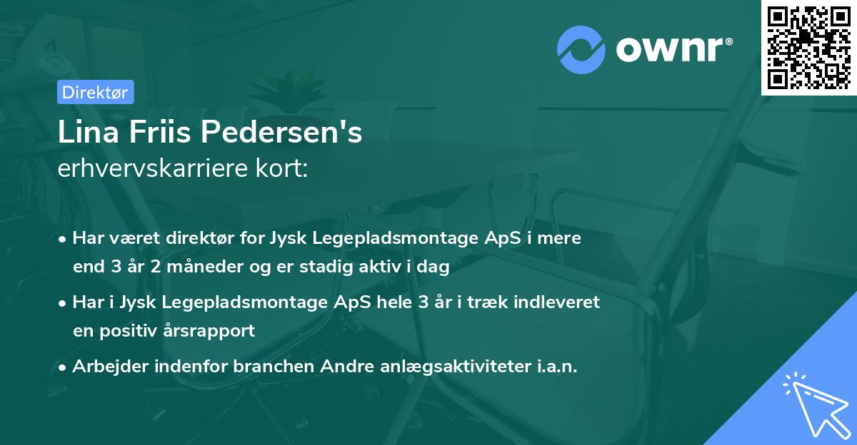 Lina Friis Pedersen's erhvervskarriere kort