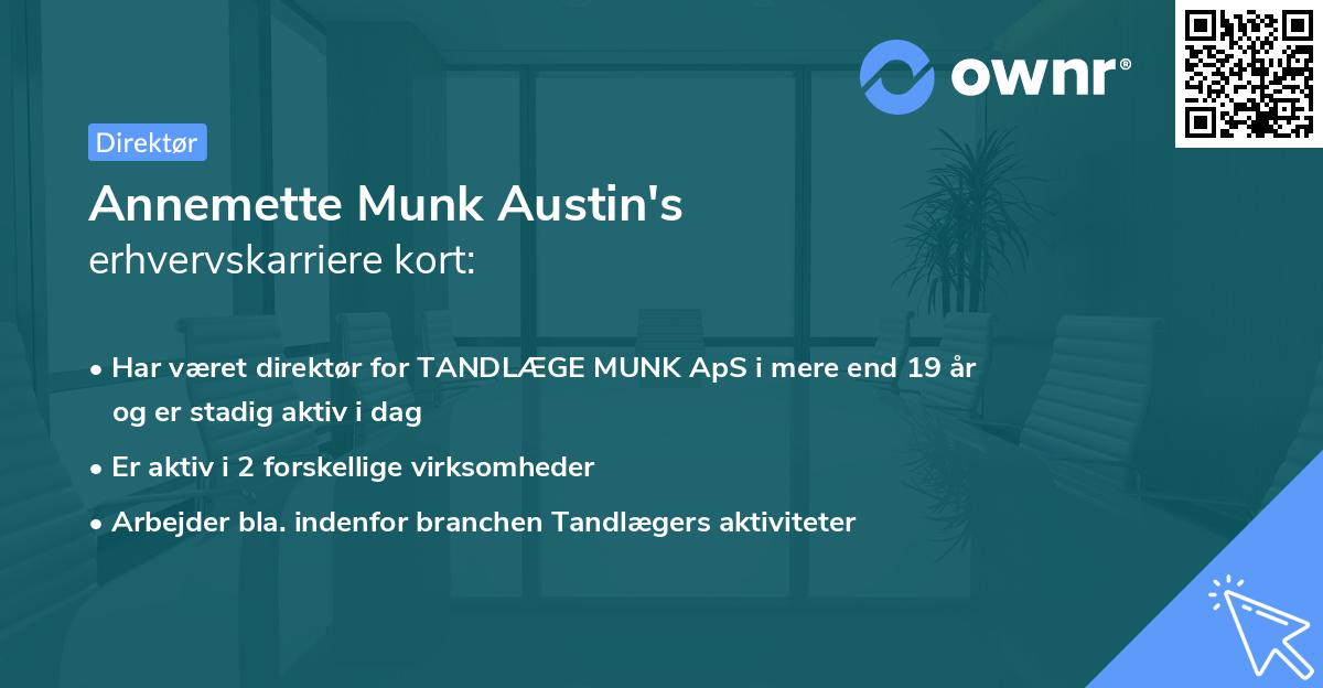 Annemette Munk Austin's erhvervskarriere kort