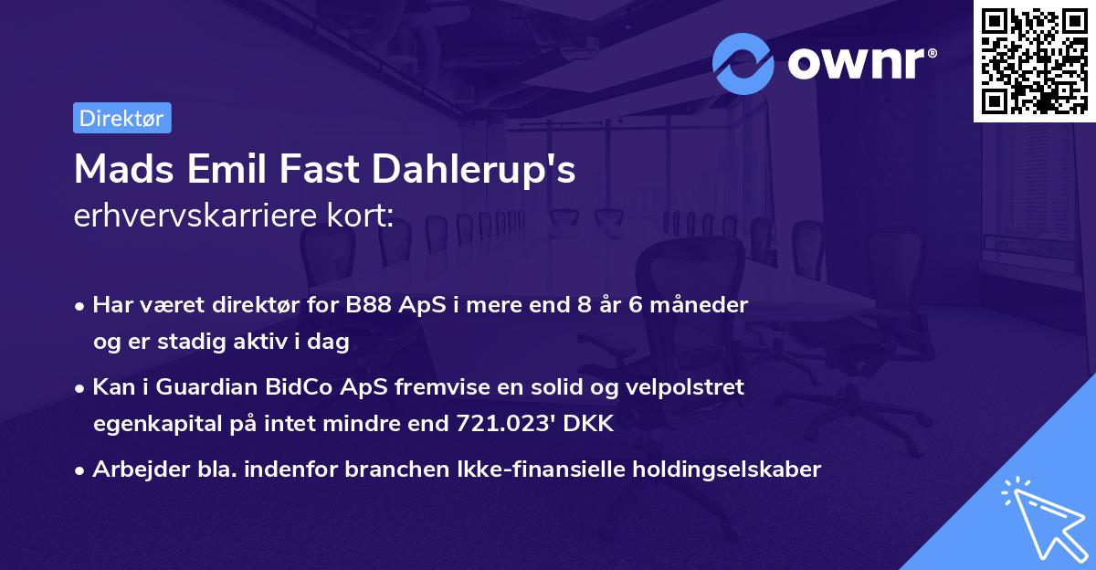 Mads Emil Fast Dahlerup's erhvervskarriere kort
