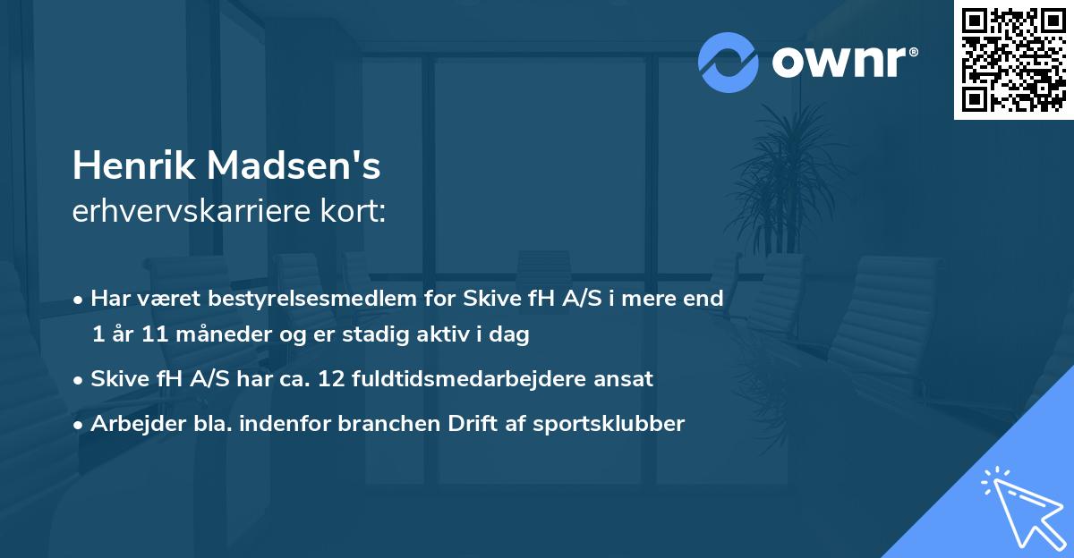 Henrik Madsen's erhvervskarriere kort