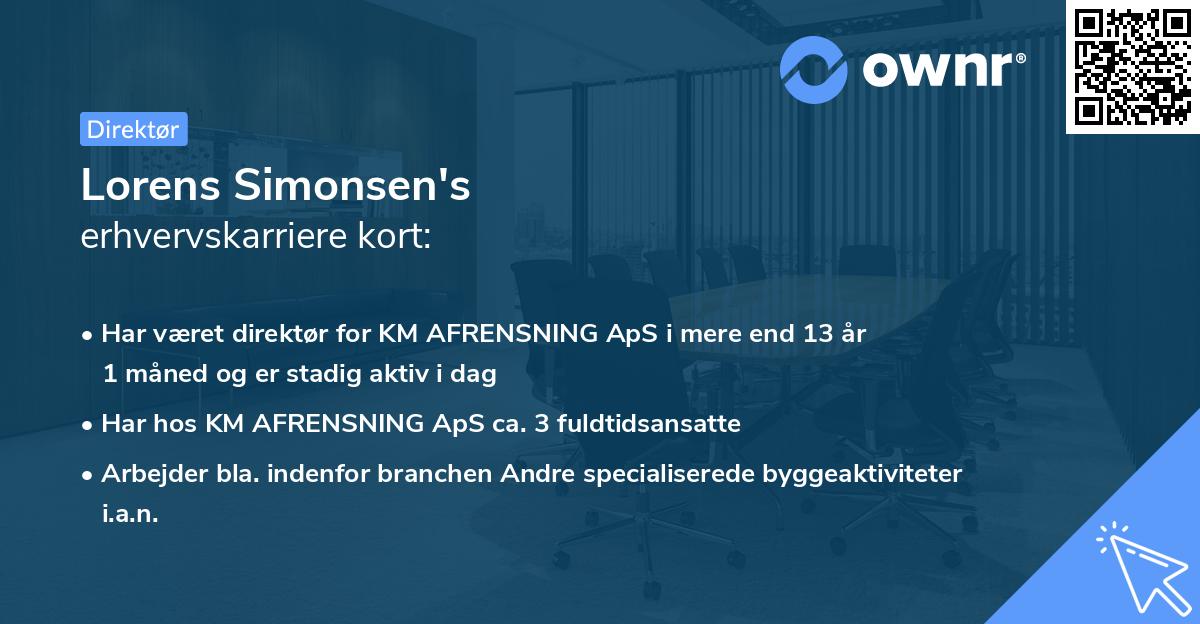 Lorens Simonsen's erhvervskarriere kort
