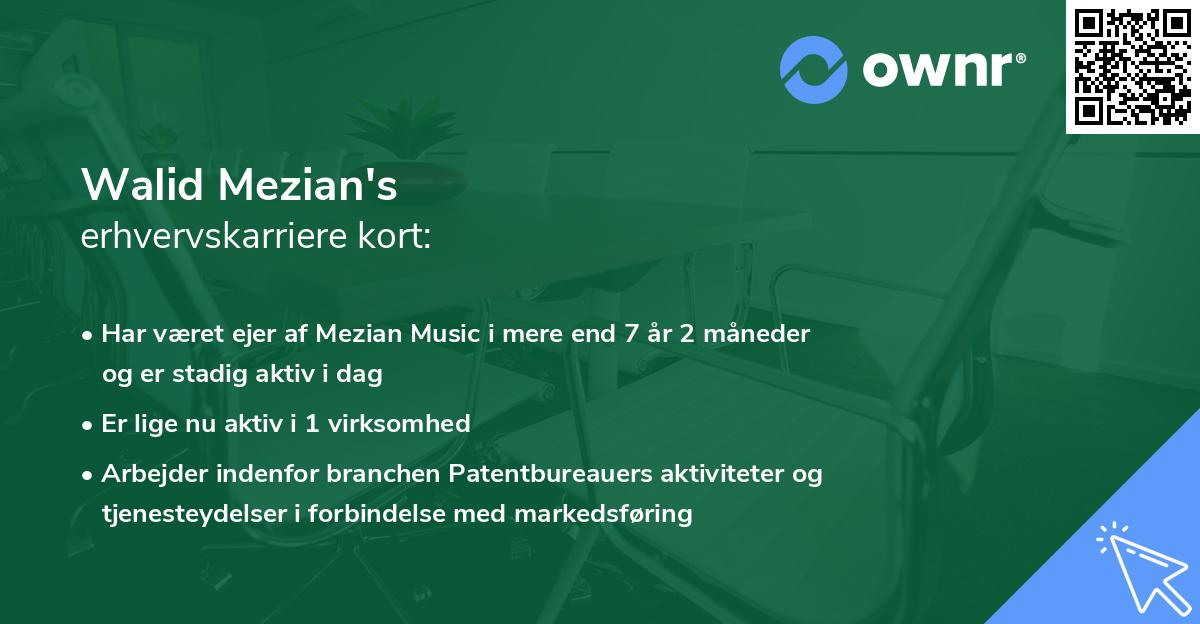 Walid Mezian's erhvervskarriere kort