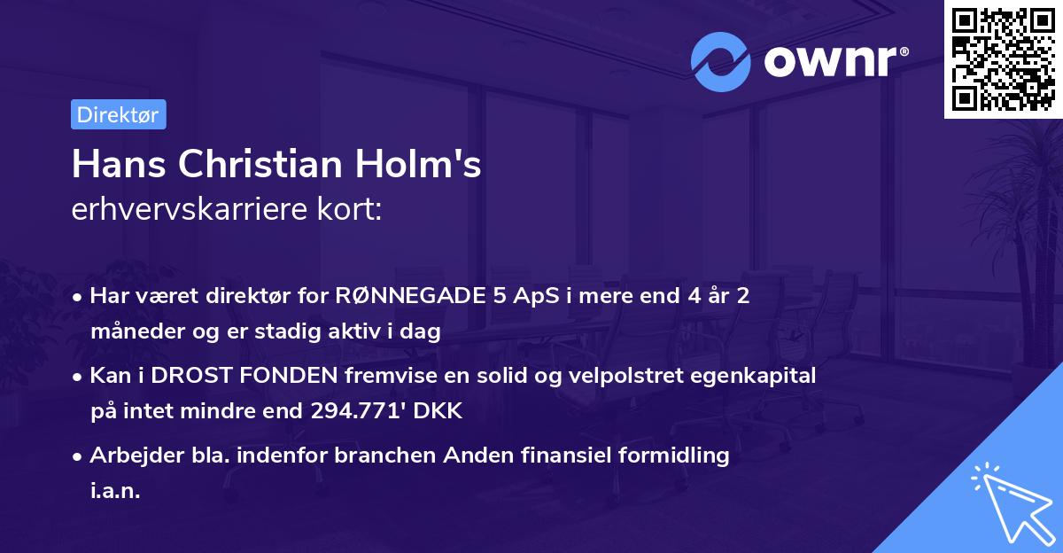 Hans Christian Holm's erhvervskarriere kort