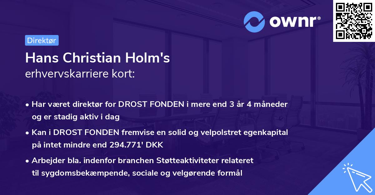 Hans Christian Holm's erhvervskarriere kort