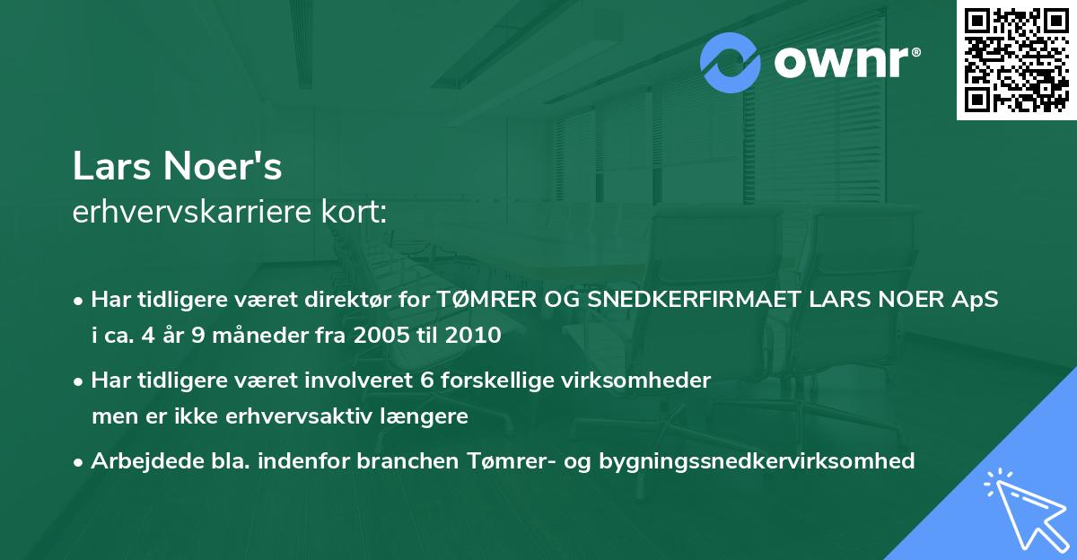 Lars Noer's erhvervskarriere kort