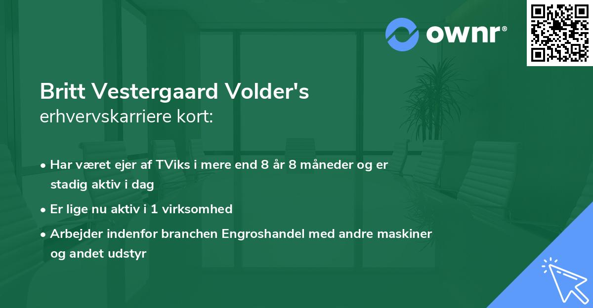 Britt Vestergaard Volder's erhvervskarriere kort