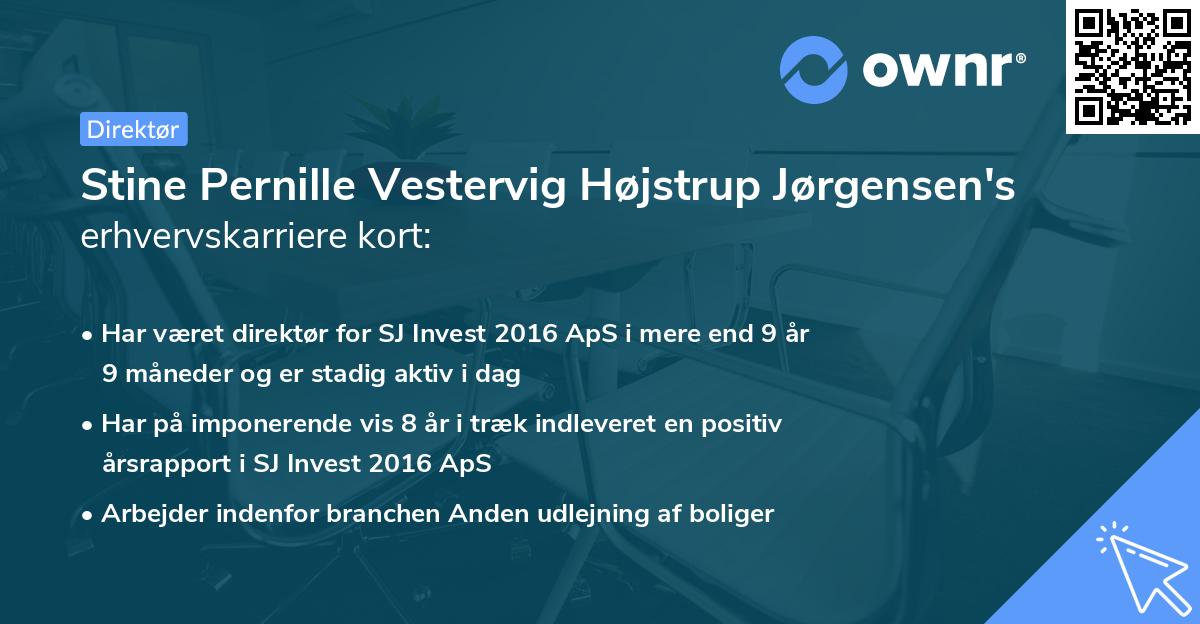 Stine Pernille Vestervig Højstrup Jørgensen's erhvervskarriere kort