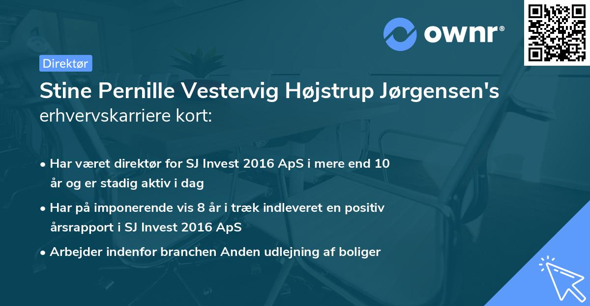 Stine Pernille Vestervig Højstrup Jørgensen's erhvervskarriere kort