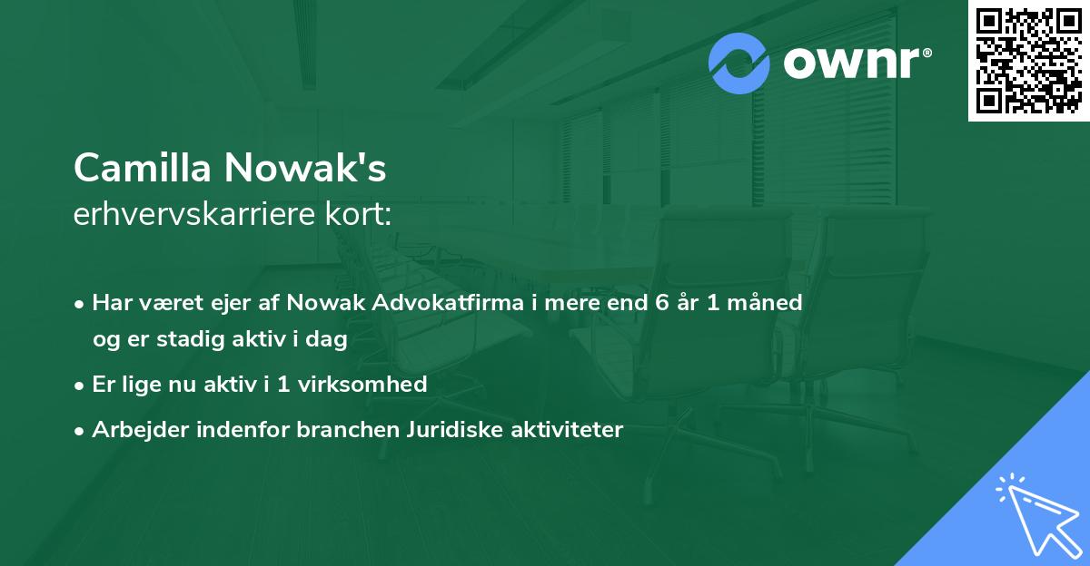 Camilla Nowak's erhvervskarriere kort