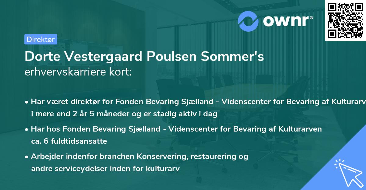 Dorte Vestergaard Poulsen Sommer's erhvervskarriere kort