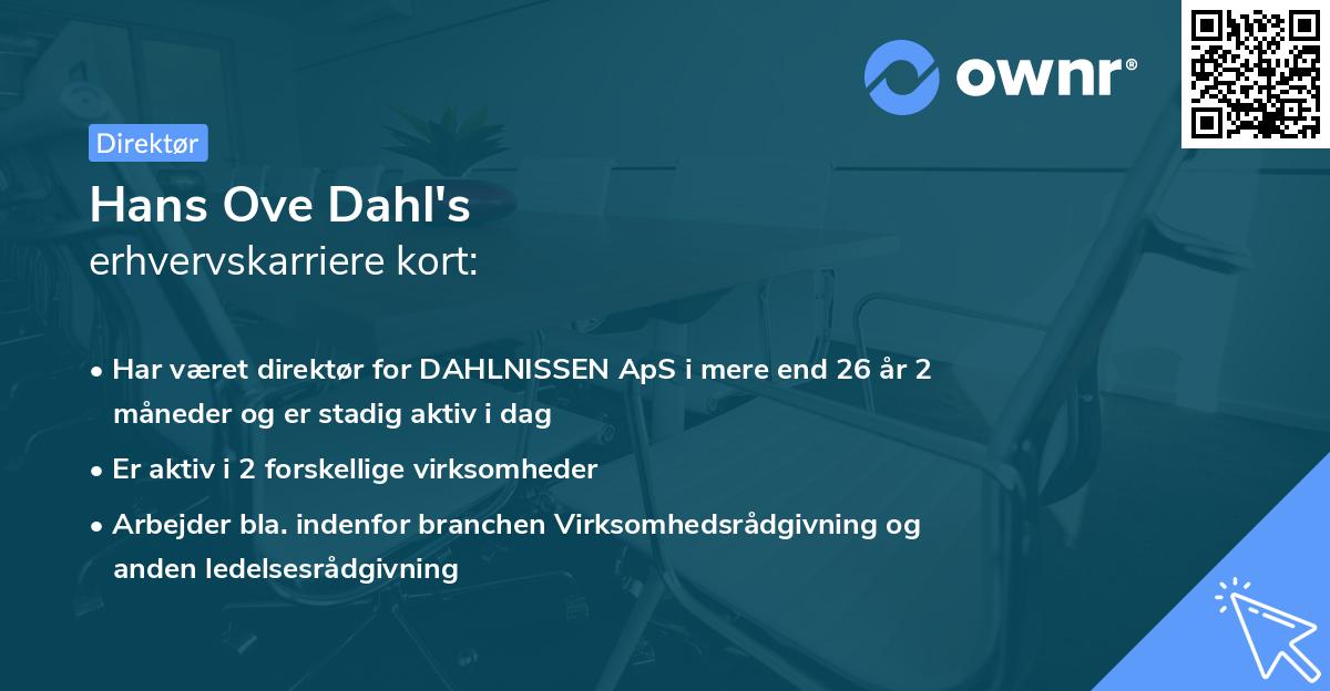 Hans Ove Dahl's erhvervskarriere kort