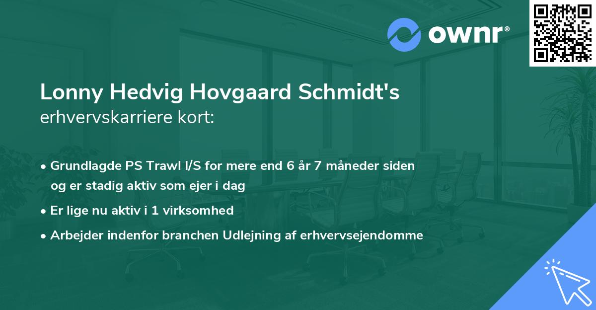 Lonny Hedvig Hovgaard Schmidt's erhvervskarriere kort