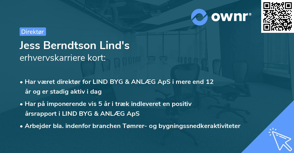 Jess Berndtson Lind's erhvervskarriere kort