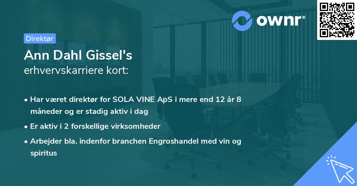 Ann Dahl Gissel's erhvervskarriere kort