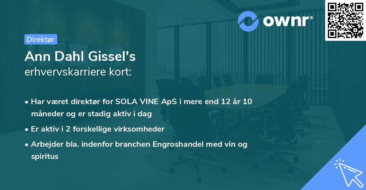 Ann Dahl Gissel's erhvervskarriere kort