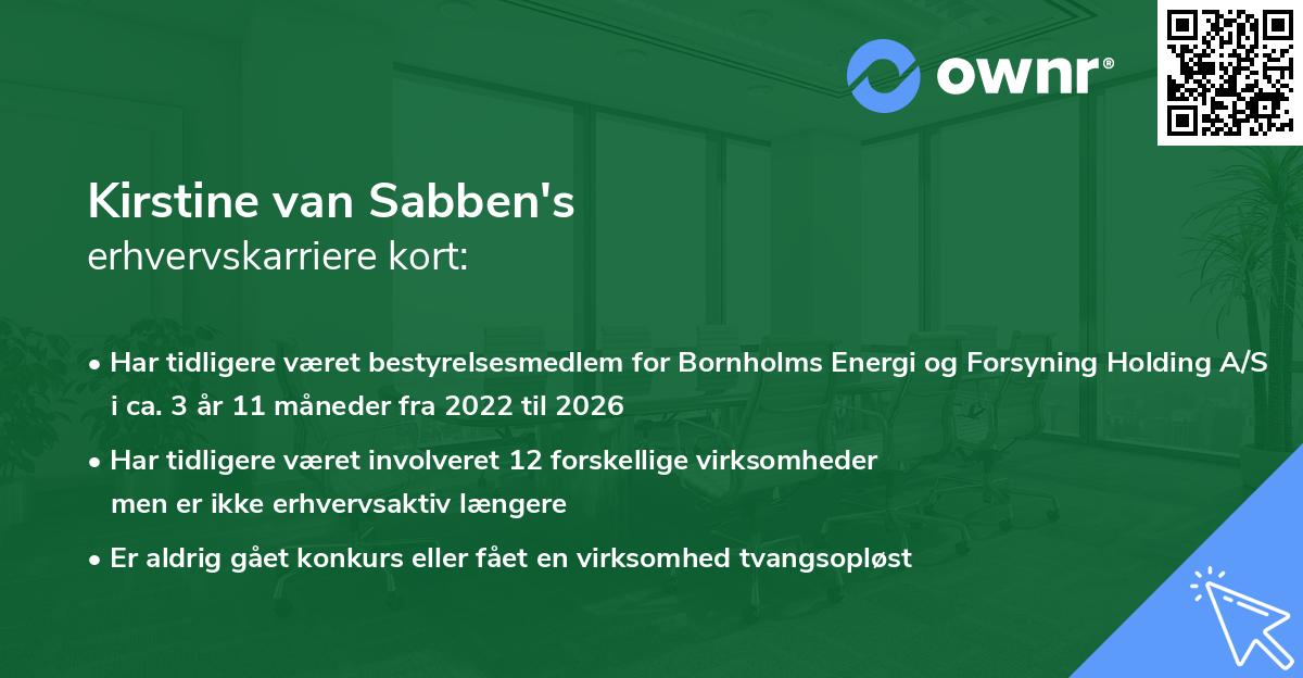 Kirstine van Sabben's erhvervskarriere kort