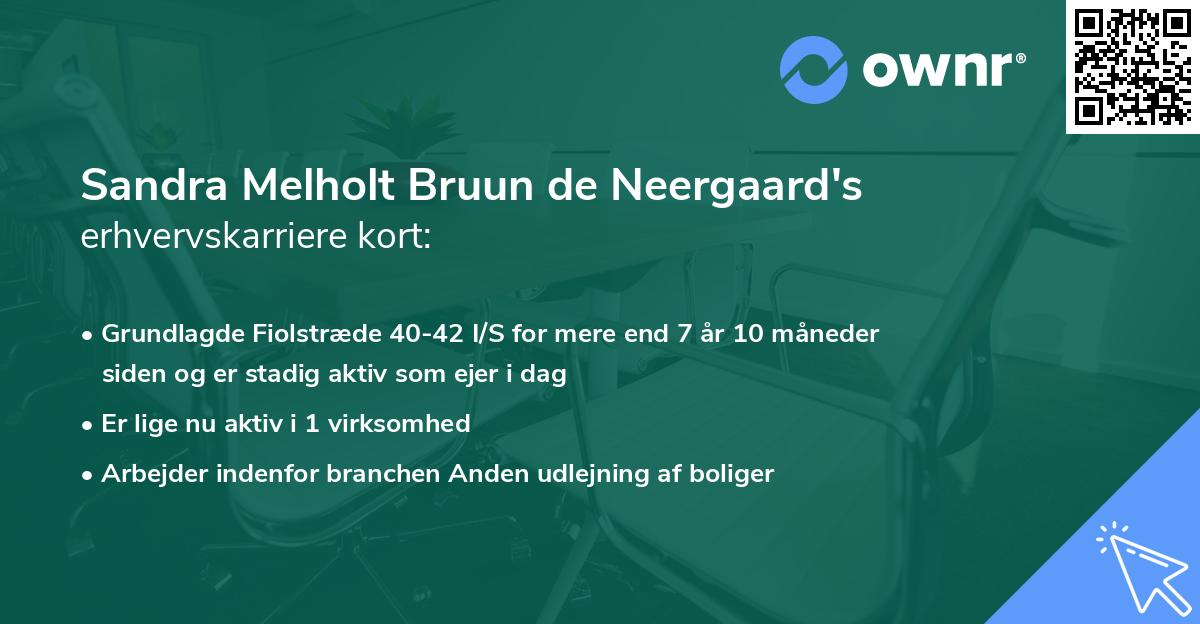 Sandra Melholt Bruun de Neergaard's erhvervskarriere kort