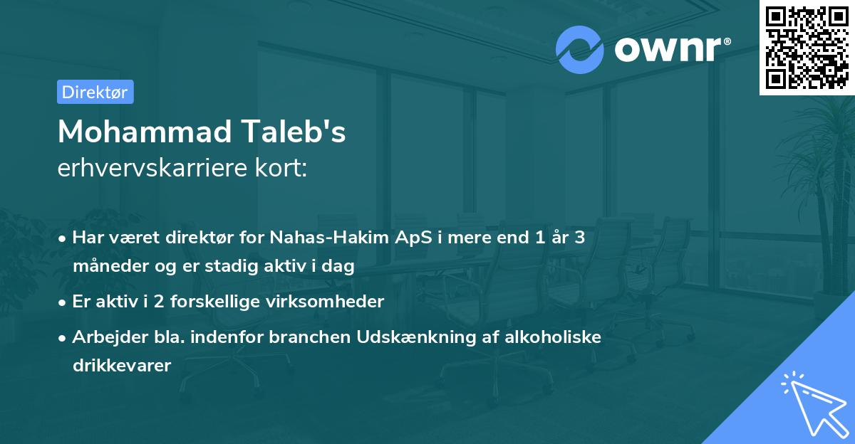 Mohammad Taleb's erhvervskarriere kort