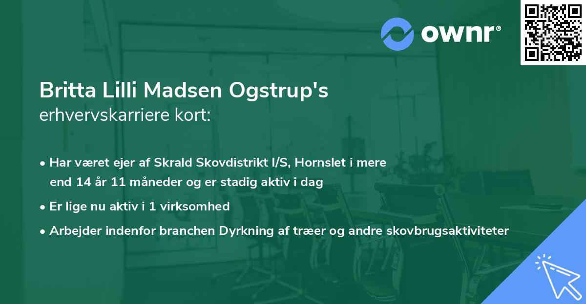 Britta Lilli Madsen Ogstrup's erhvervskarriere kort