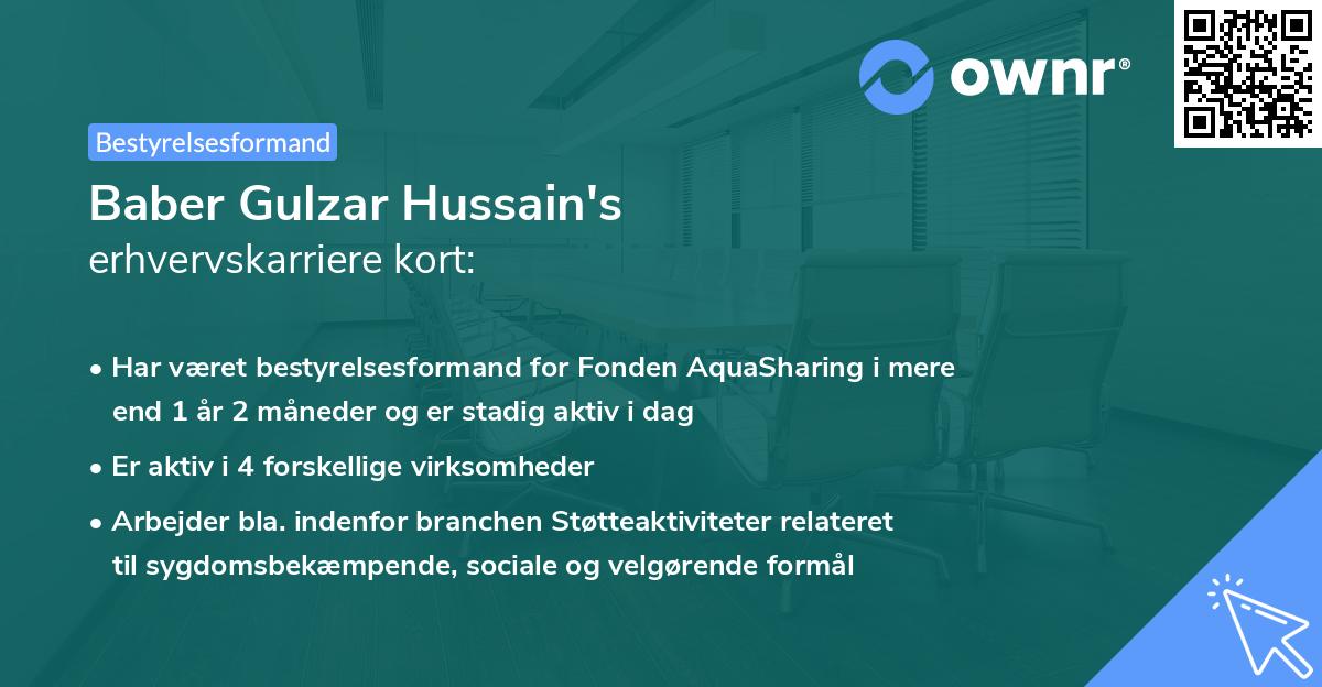 Baber Gulzar Hussain's erhvervskarriere kort