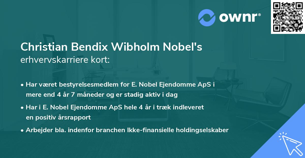 Christian Bendix Wibholm Nobel's erhvervskarriere kort