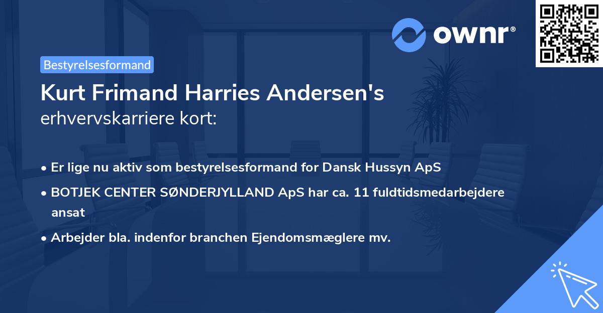 Kurt Frimand Harries Andersen's erhvervskarriere kort