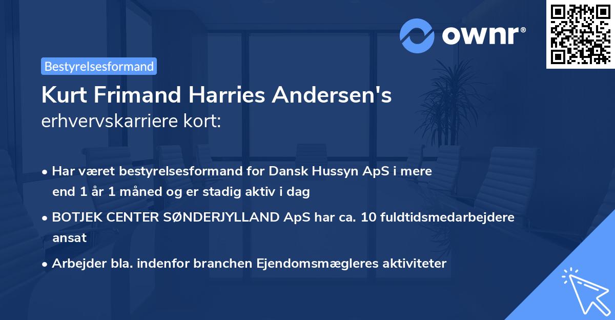 Kurt Frimand Harries Andersen's erhvervskarriere kort